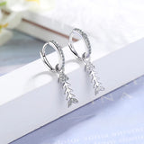 925 Silver Needle Fish Bone Earrings CZ Stackable Oorbellen Brincos