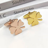 Four-leaf Clover Shape Cufflinks Stainless Steel Mens Suit Shirt Cufflinks