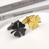 Four-leaf Clover Shape Cufflinks Stainless Steel Mens Suit Shirt Cufflinks
