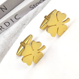 Four-leaf Clover Shape Cufflinks Stainless Steel Mens Suit Shirt Cufflinks