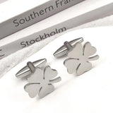 Four-leaf Clover Shape Cufflinks Stainless Steel Mens Suit Shirt Cufflinks