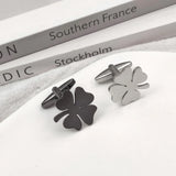 Four-leaf Clover Shape Cufflinks Stainless Steel Mens Suit Shirt Cufflinks