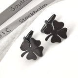 Four-leaf Clover Shape Cufflinks Stainless Steel Mens Suit Shirt Cufflinks