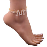 Personality M Letter Pendant Anklet