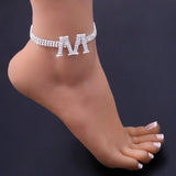 Personality M Letter Pendant Anklet
