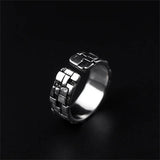 Geometric Block Pattern Ring, 925 Sterling Silver Male Index Finger Accessory