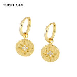 Geometric Coin Pendant Hoop Earrings 925 Silver Hypoallergenic Ear Jewelry