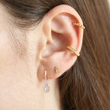 Geometric Coin Pendant Hoop Earrings 925 Silver Hypoallergenic Ear Jewelry