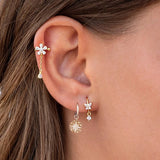 Geometric Coin Pendant Hoop Earrings 925 Silver Hypoallergenic Ear Jewelry