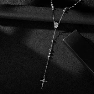 Cross Rosary Pendant Necklace Hip Hop Long Chain Jesus Beads Necklace