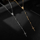 Cross Rosary Pendant Necklace Hip Hop Long Chain Jesus Beads Necklace