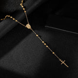 Cross Rosary Pendant Necklace Hip Hop Long Chain Jesus Beads Necklace