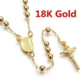 Cross Rosary Pendant Necklace Hip Hop Long Chain Jesus Beads Necklace