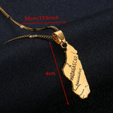 Golden Africa Madagascar Map Pendant Necklace Women Men Brass Copper