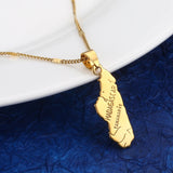 Golden Africa Madagascar Map Pendant Necklace Women Men Brass Copper