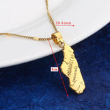 Golden Africa Madagascar Map Pendant Necklace Women Men Brass Copper