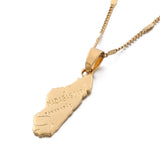 Golden Africa Madagascar Map Pendant Necklace Women Men Brass Copper