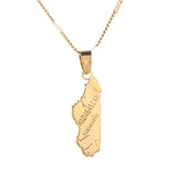 Golden Africa Madagascar Map Pendant Necklace Women Men Brass Copper