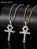 Personality Hip Hop Mens Zircon Cross Pendant Necklaces