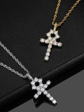 Personality Hip Hop Mens Zircon Cross Pendant Necklaces