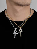 Personality Hip Hop Mens Zircon Cross Pendant Necklaces