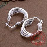 925 Silver 4-line Vintage Circle Hoop Earrings