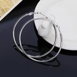 925 Silver Smooth Circle Hoop Earrings For Women