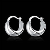 925 Sterling Silver Smooth Egg Hoop Clip-on Earrings For Women