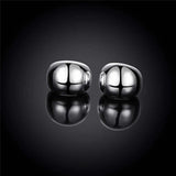 925 Sterling Silver Smooth Egg Hoop Clip-on Earrings For Women