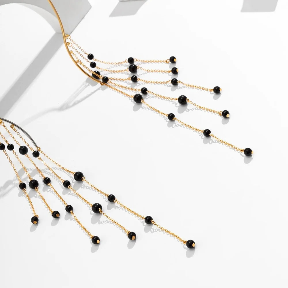 Pearl Tassel Pendant Torques Necklace for Women