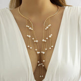 Pearl Tassel Pendant Torques Necklace for Women