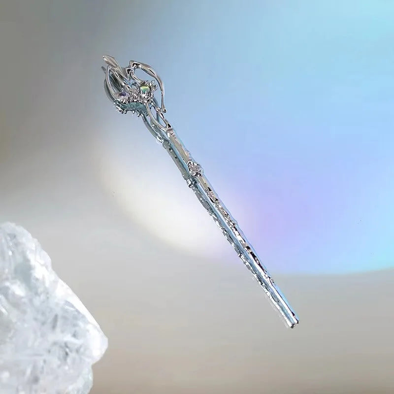 Moonstone Hair Stick Minimalist Silver Butterfly Hair Chopsticks Hairpin