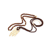 Layered Wood Bead Pendant Necklace
