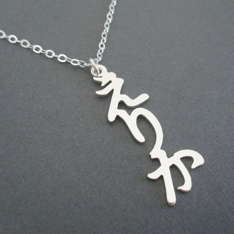 Japanese Name Necklace Silver Stainless Steel Vertical Necklace