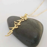 Japanese Name Necklace Silver Stainless Steel Vertical Necklace