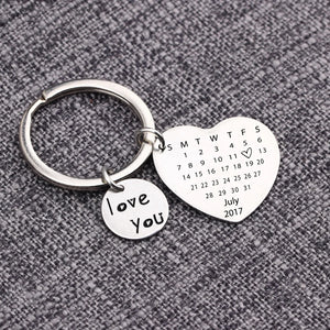 Love You Heart Personality Keychain Calendar Couples Anniversary Gift