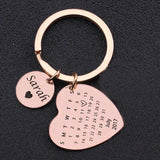 Love You Heart Personality Keychain Calendar Couples Anniversary Gift