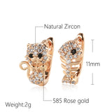 Kitten Fish Zircon Eye Drop Earrings For Girl