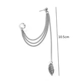 Personality Leaf Tassel Clip Earrings for Women Ear Cuff Bijoux