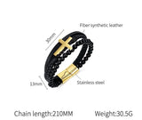 Leather Hand-woven Accessory Bracelet Cross Men's 8.26inch