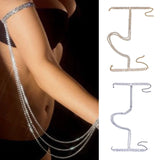 Long Tassel Arm Chain Adjustable Rhinestone Bangle Multi-layer Arm Bracelet