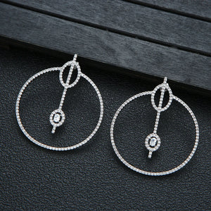 Vintage Crystal Circle Hoop Earrings - Retro Round Hoop Earrings