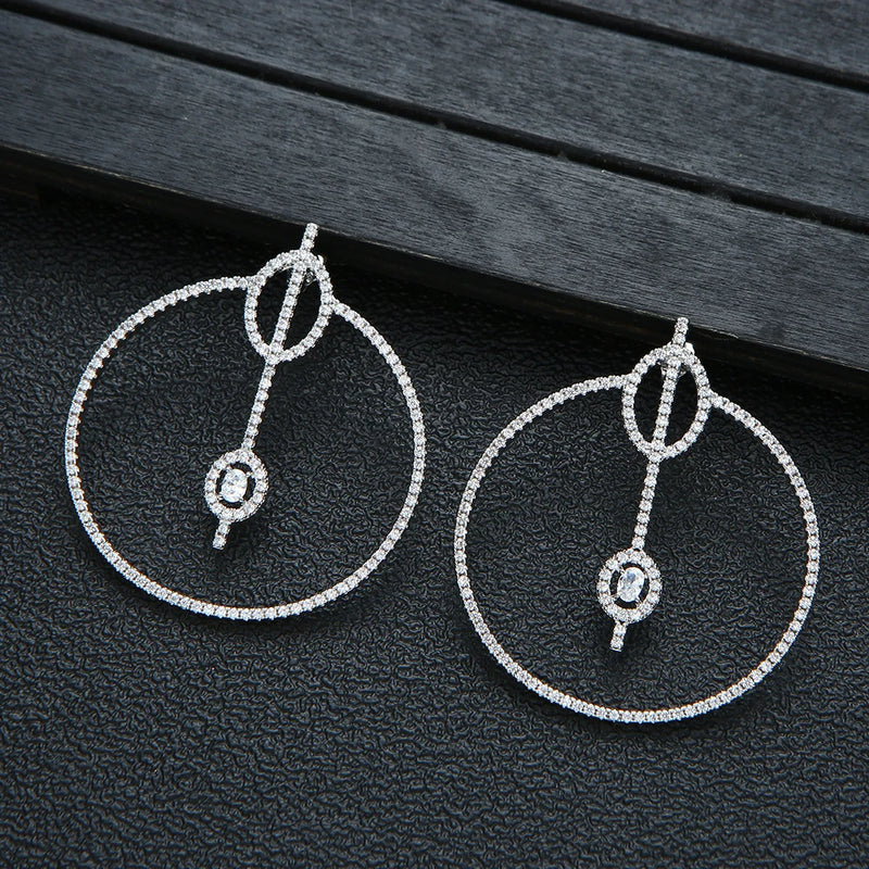 Vintage Crystal Circle Hoop Earrings - Retro Round Hoop Earrings