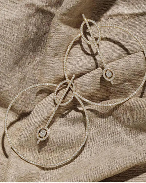Vintage Crystal Circle Hoop Earrings - Retro Round Hoop Earrings