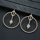 Vintage Crystal Circle Hoop Earrings - Retro Round Hoop Earrings