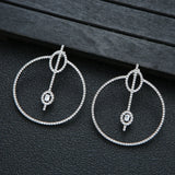 Vintage Crystal Circle Hoop Earrings - Retro Round Hoop Earrings
