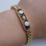 Magic Eye Chain Cuff Bracelet Wave Zircon Openning Bracelet
