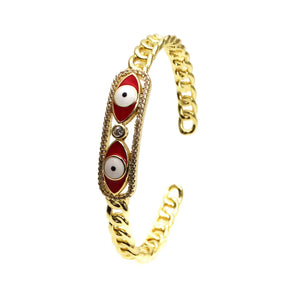 Magic Eye Chain Cuff Bracelet Wave Zircon Openning Bracelet