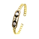 Magic Eye Chain Cuff Bracelet Wave Zircon Openning Bracelet