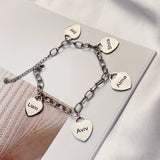 Heart Name Bracelet Stainless Steel Chain Jewelry Gift